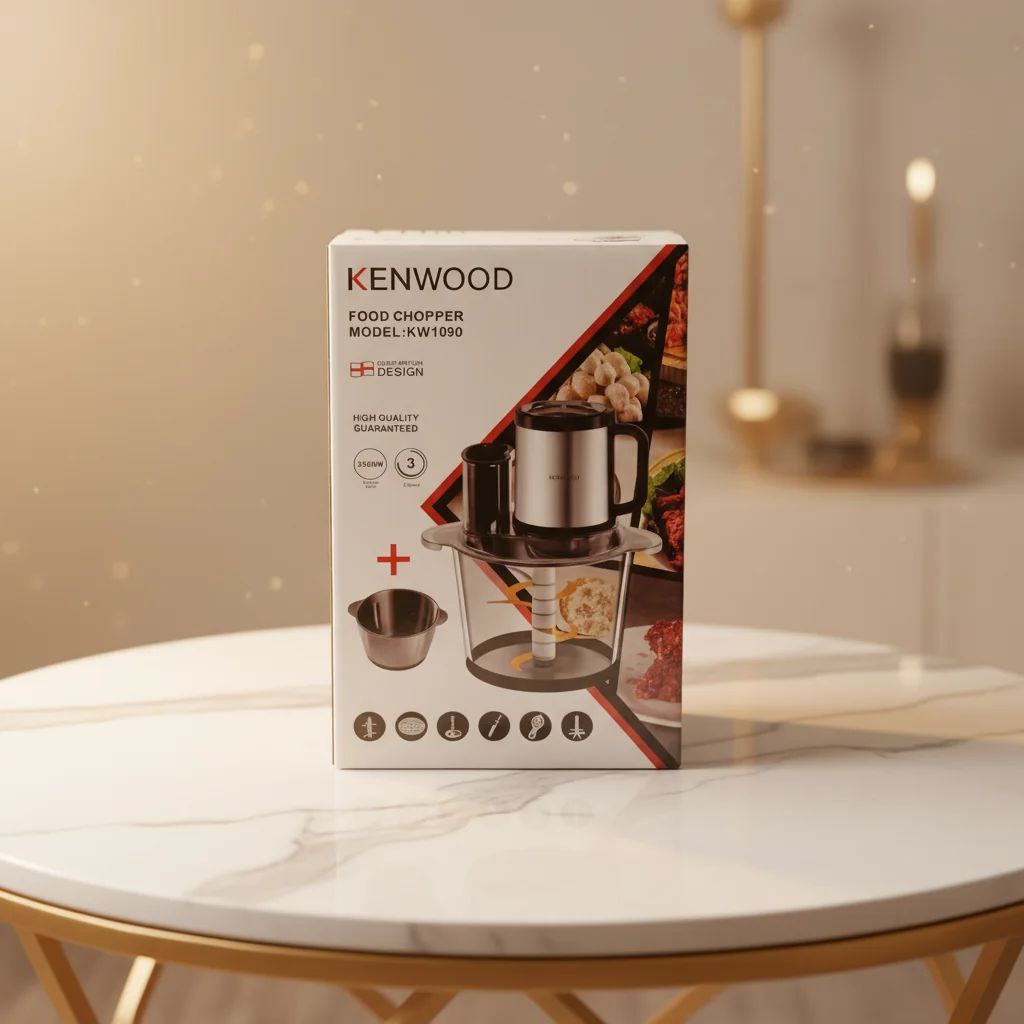 خردکن برقی کنوود KW1090 | دو کاسه شیشه‌ای و استیل | شش تیغه طلایی | ۳۵۰۰ وات | ۳ سرعت